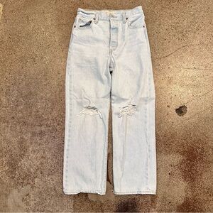 Levi's Light Wash Distressed ribcage straight ankle Jeans